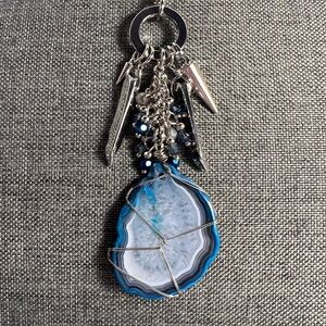 Stunning Blue Agate Wire-Wrapped Necklace